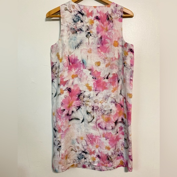 Pure Jill Water Color Floral Sleeveless Linen Midi Dress size Small - Picture 6 of 12